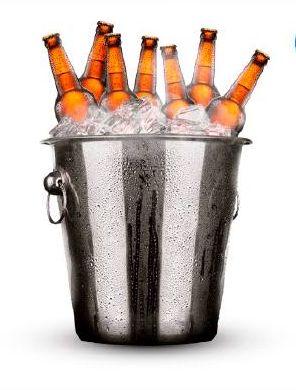 Cubeta con 10 cervezas en hielo